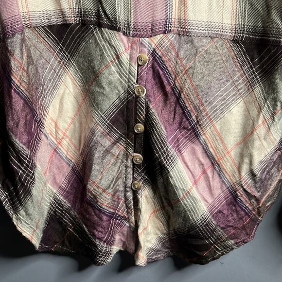Lucky Brand Plum Plaid Button Down Long Sleeve Shirt Size Small - Picture 9 of 11